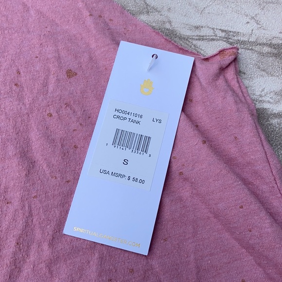 Spiritual Gangster Pink Shimmer Crop Tank Top NWT - Picture 4 of 12